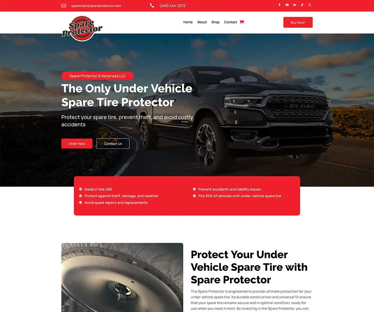 SpareProtector automotive ecommerce website design